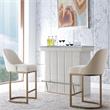 Bowery Hill Contemporary Barrel Back Metal Counter Stool in Oak (Set of 2)
