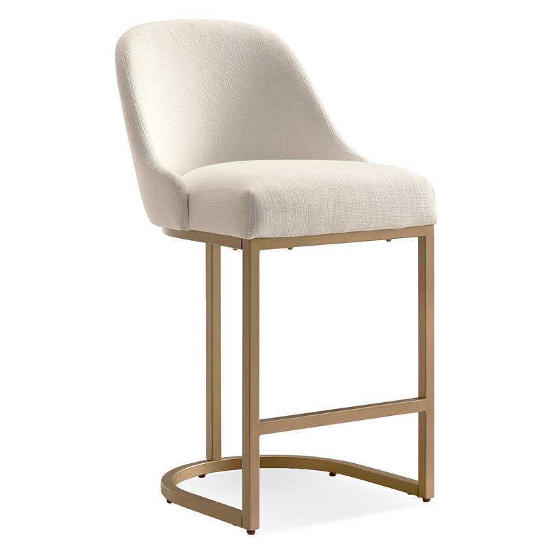 Bowery Hill Contemporary Barrel Back Metal Counter Stool in Oak (Set of 2)