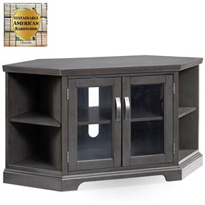 bowery hill contemporary corner tv stand with bookcase for tvs up to 50