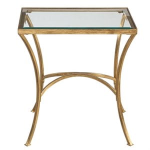 bowery hill transitional metal end table in gold