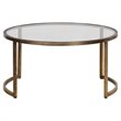 Bowery Hill Transitional 2 Piece Glass Top Nesting Coffee Table Set in Gold