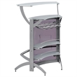 Bowery Hill Contemporary Metal Glass Top Home Bar Unit in Silver