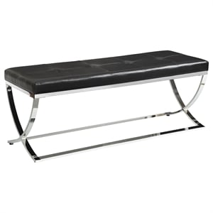 Bowery Hill 18.5&quot Contemporary Faux Leather Tufted Accent Bench in Black
