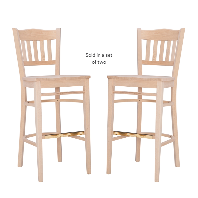 Bowery Hill Traditional Wood Barstools in Unfinished Oak (Set of Two)