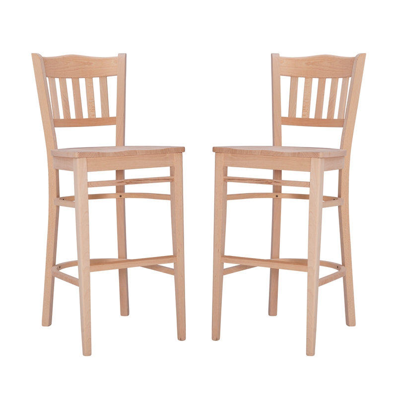 Bowery Hill Traditional Wood Barstools in Unfinished Oak (Set of Two)