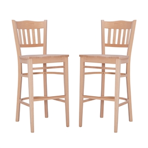 bowery hill traditional wood barstools in unfinished oak (set of two)