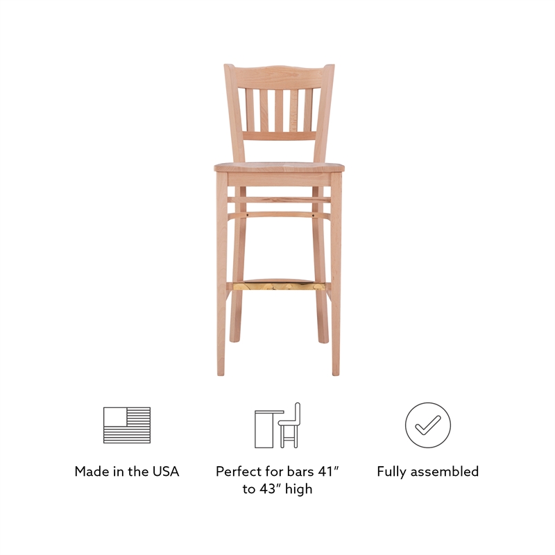 Bowery Hill Traditional Wood Barstools in Unfinished Oak (Set of Two)