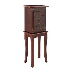 bowery hill traditional wood jewelry armoire in espresso brown