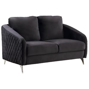 bowery hill contemporary black velvet elegant modern chic loveseat couch