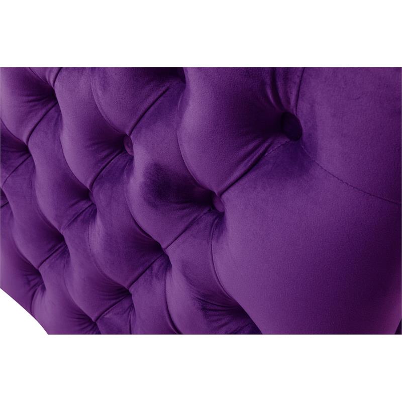 Bowery Hill Contemporary Purple Velvet Sofa Loveseat Living Room Set