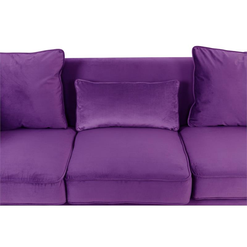 Bowery Hill Contemporary Purple Velvet Sofa Loveseat Living Room Set