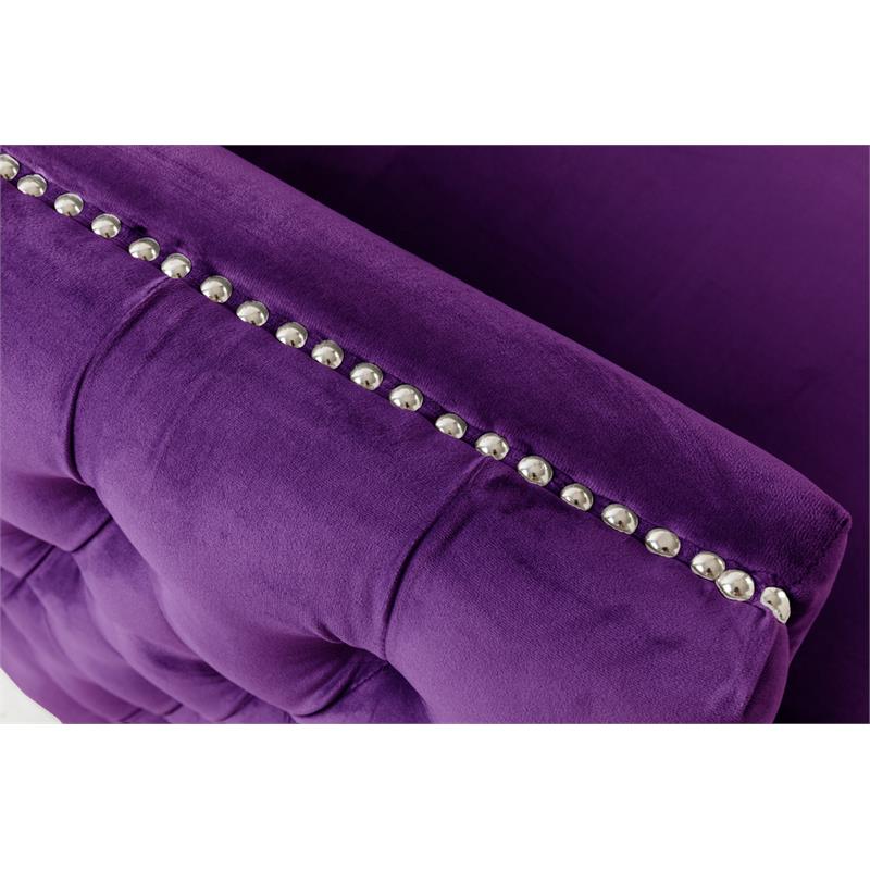 Bowery Hill Contemporary Purple Velvet Sofa Loveseat Living Room Set
