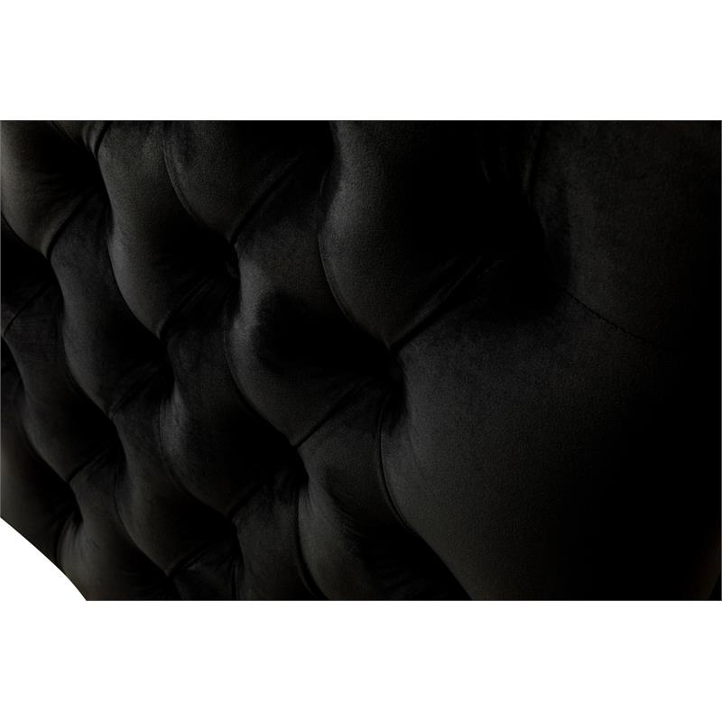 Bowery Hill Black Velvet Sofa Loveseat Chair Living Room Set