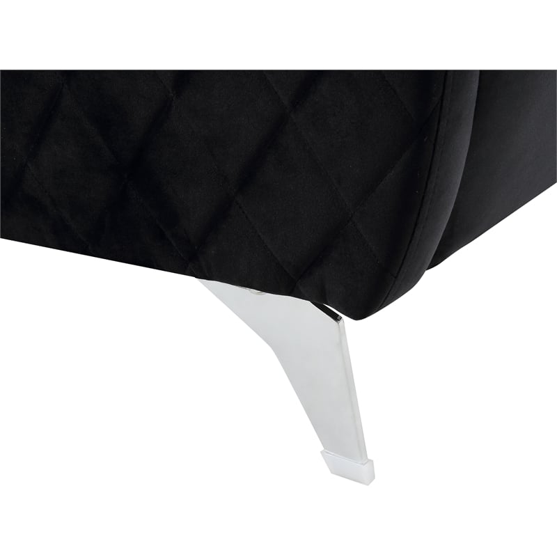 Bowery Hill Black Velvet Fabric Elegant Modern Chic Accent Arm Chair