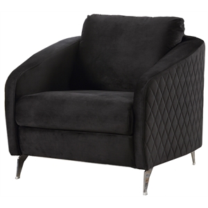 Bowery Hill Black Velvet Fabric Elegant Modern Chic Accent Arm Chair