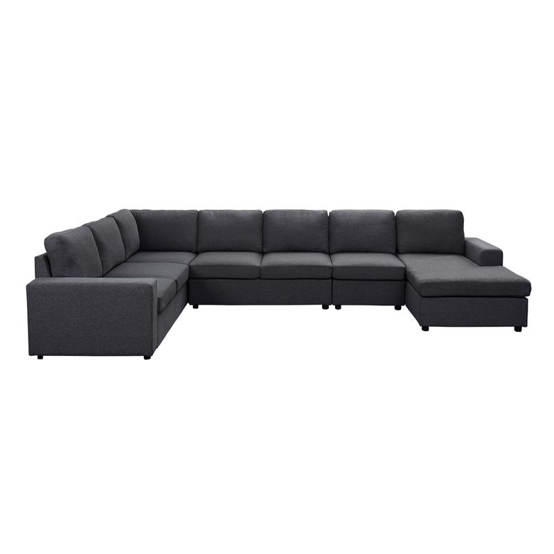 Bowery Hill Contemporary Fabric Sectional Sofa with Reversible Chaise in Gray