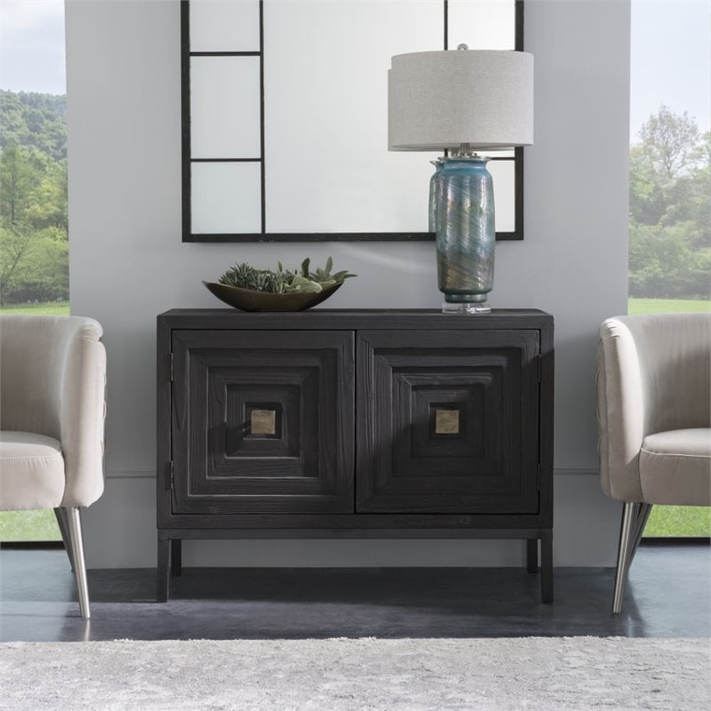 Bowery Hill Contemporary 2 Door Wood Cabinet in Ebony