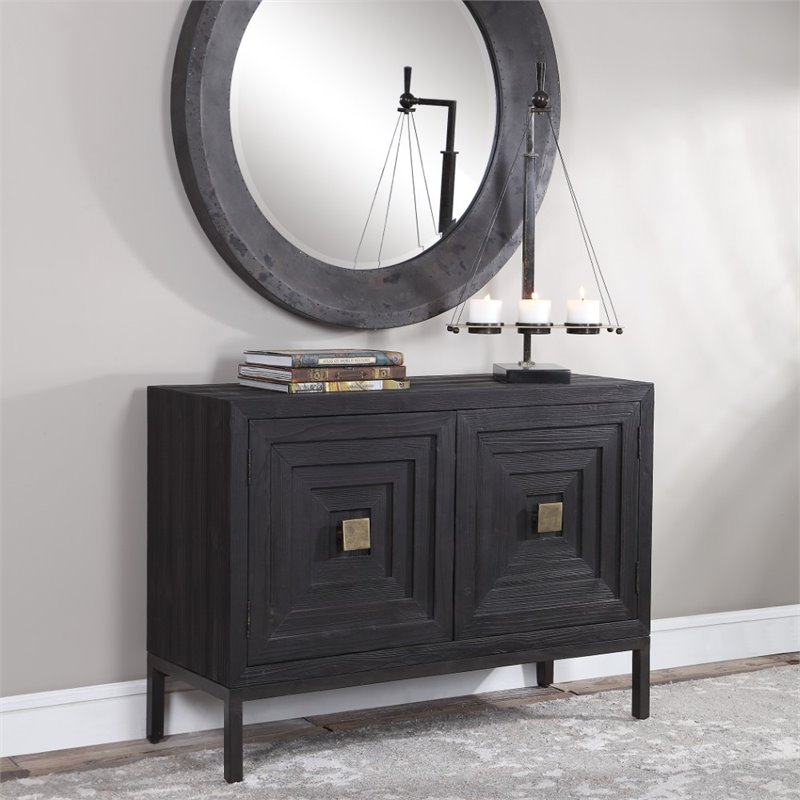 Bowery Hill Contemporary 2 Door Wood Cabinet in Ebony