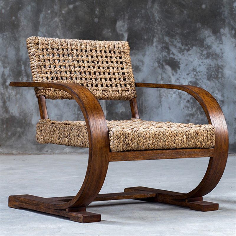 Bowery Hill Contemporary Accent Chair in Natural and Weathered Pecan