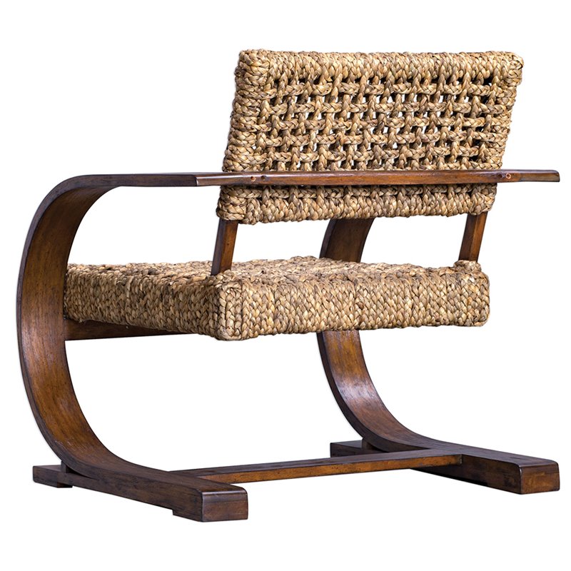 Bowery Hill Contemporary Accent Chair in Natural and Weathered Pecan