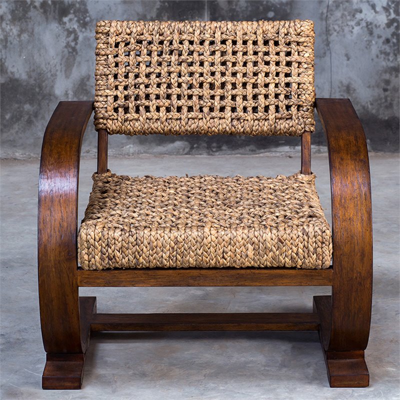 Bowery Hill Contemporary Accent Chair in Natural and Weathered Pecan