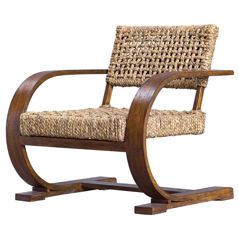Bowery Hill Contemporary Accent Chair in Natural and Weathered Pecan
