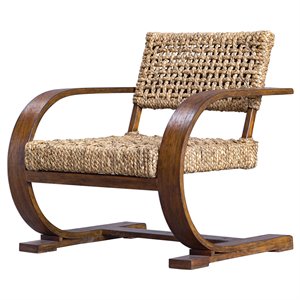 bowery hill contemporary accent chair in natural and weathered pecan