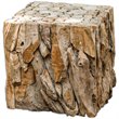 Bowery Hill Contemporary Teak Root Bunching Cube in Teak Wood