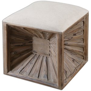Bowery Hill Contemporary Wooden Ottoman in Natural