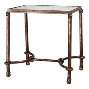 Bowery Hill Contemporary Metal/Tempered Glass End Table in Bronze