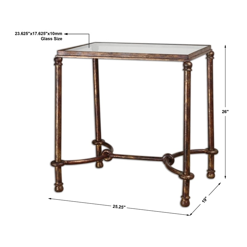 Bowery Hill Contemporary Metal/Tempered Glass End Table in Bronze