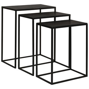 bowery hill contemporary 3 piece nesting end table set in aged black