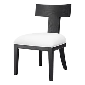 Bowery Hill 18&quot Modern Wood/Fabric Armless Chair in Charcoal Black/White