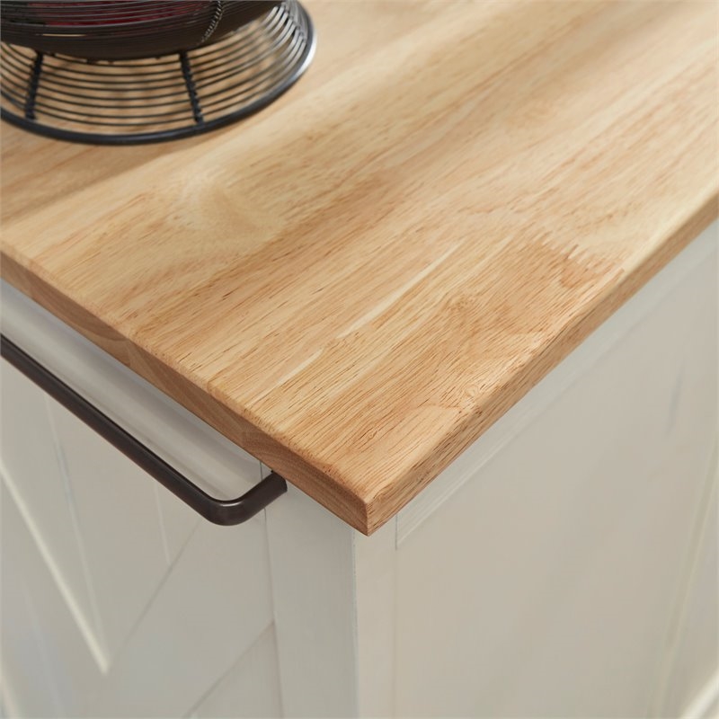 Bowery Hill Wood Kitchen Cart with 4 Drawers & 2 Towel Bars in Off White