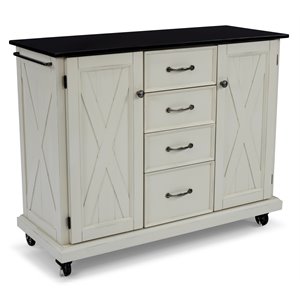Bowery Hill Traditional Wood Kitchen Cart in White