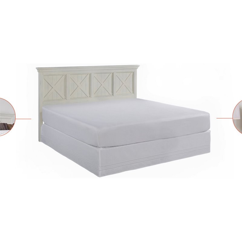 Bowery Hill Traditional Wood King Headboard in Off White