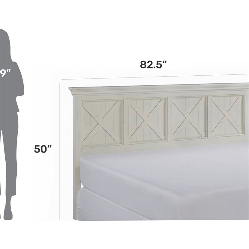 Bowery Hill Traditional Wood King Headboard in Off White