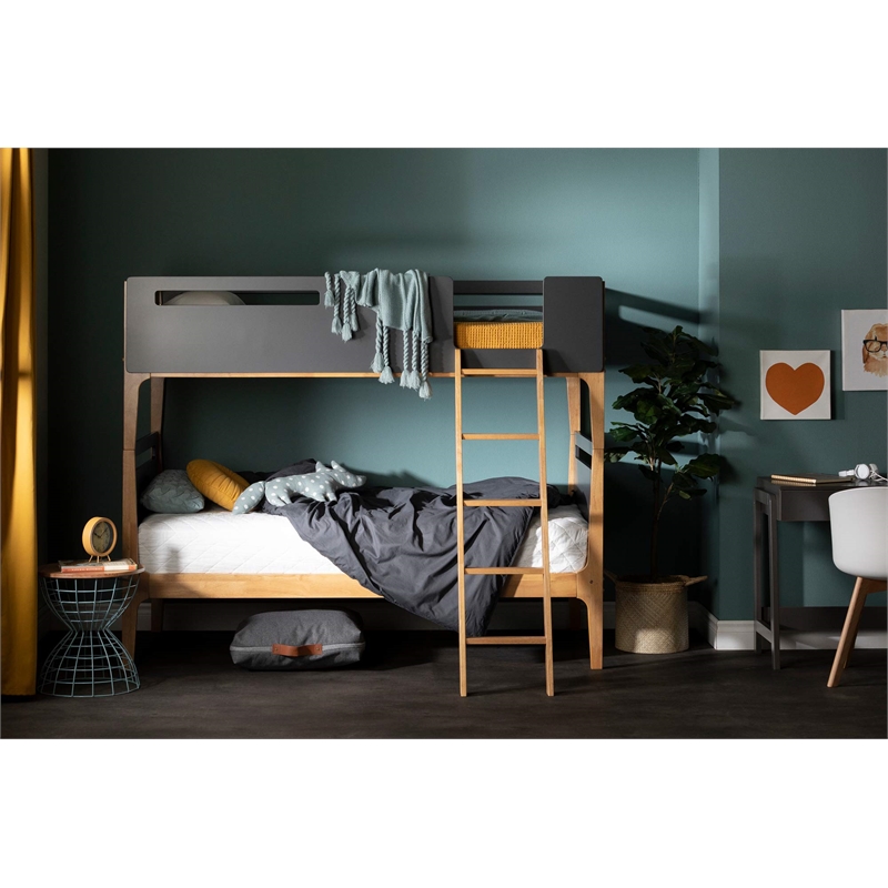 Bowery Hill Modern Bunk Beds in Charcoal Gray