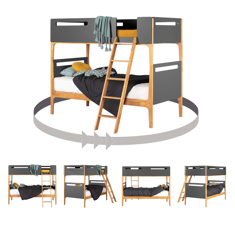 Bowery Hill Modern Bunk Beds in Charcoal Gray