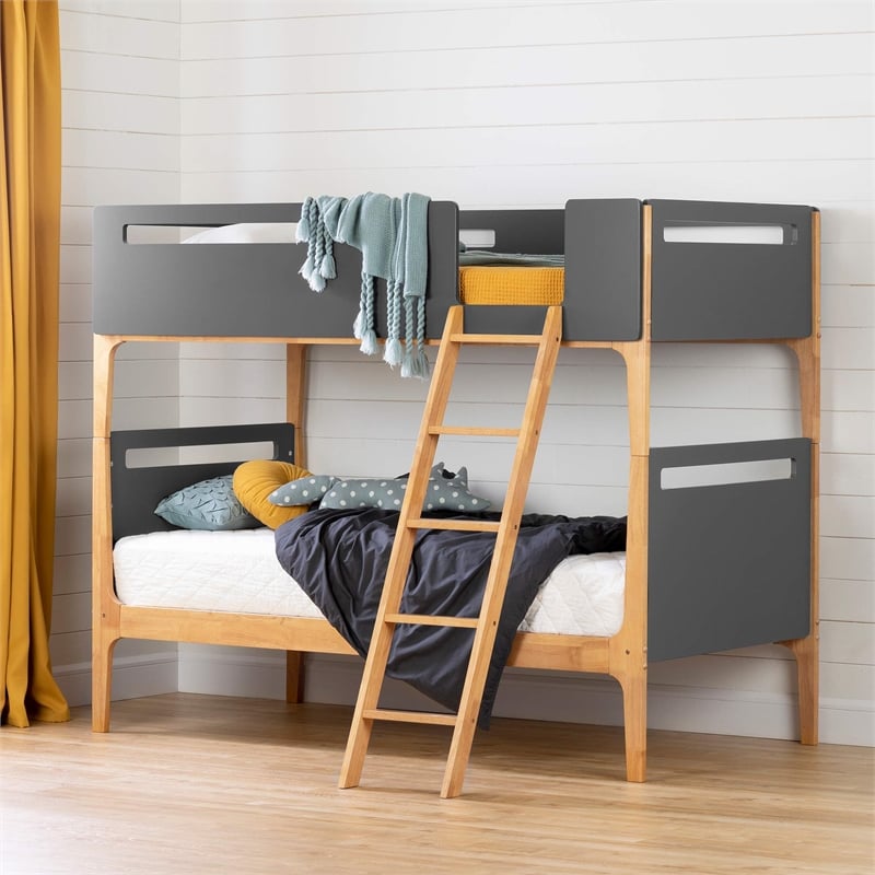 Bowery Hill Modern Bunk Beds in Charcoal Gray