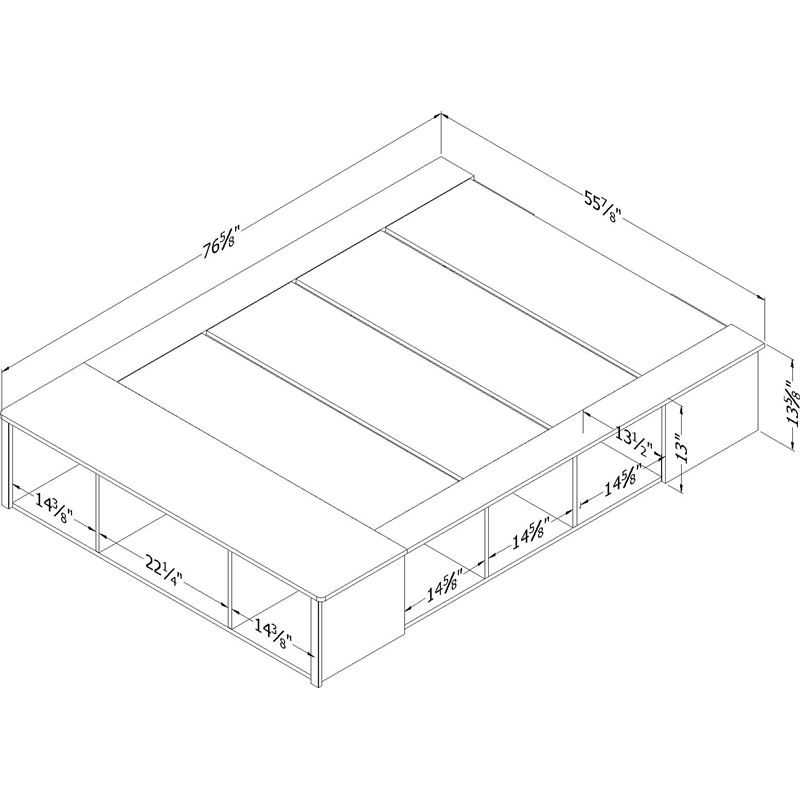 Bowery Hill Contemporary Wood Full Bed with Storage and Baskets in Pure White