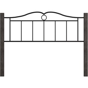 bowery hill traditional metal queen headboard with double arched scroll in black