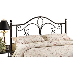 bowery hill traditional full queen metal headboard in antique brown