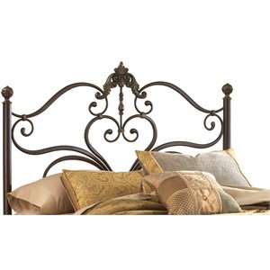 bowery hill king metal poster headboard in antique brown highlight
