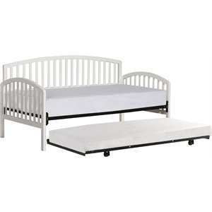 bowery hill twin wooden spindle daybed with suspension deck and trundlein white