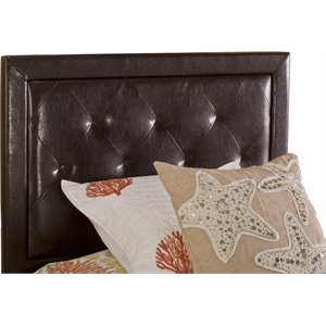 bowery hill faux leather tufted twin panel headboard in brown