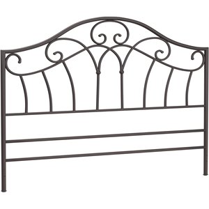 bowery hill king metal scrollwork spindle headboard in brown