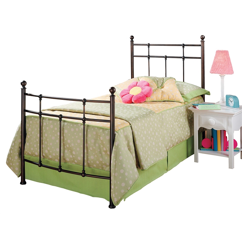 Bowery Hill Traditional Queen Metal Spindle Bed in Antique Bronze