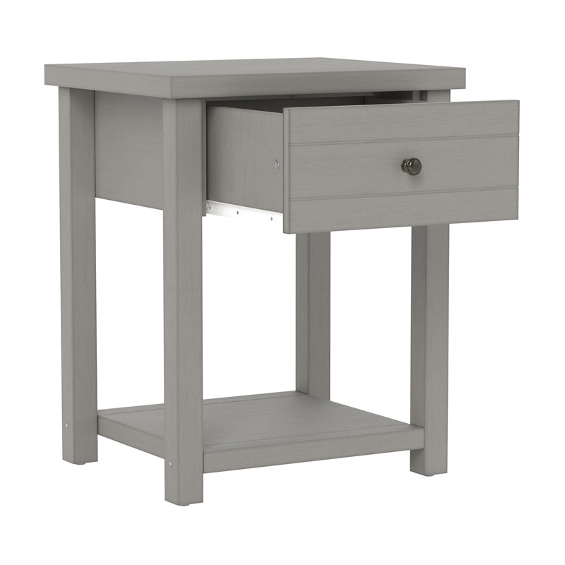 Bowery Hill Modern 1 Drawer Wood Accent Table in Gray