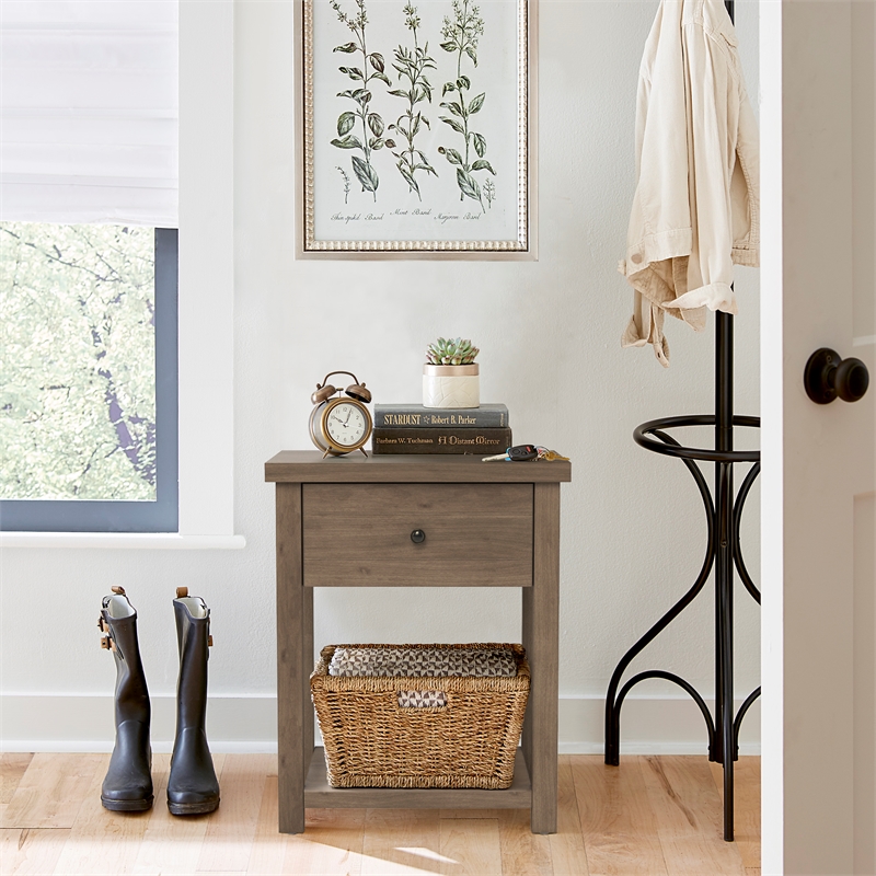 Bowery Hill Modern Wood Accent Table in Knotty Gray Oak